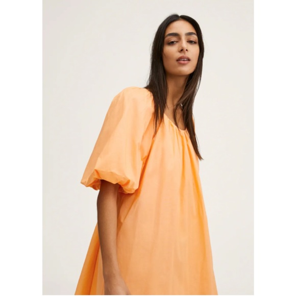 MANGO - PUFF SLEEVE COTTON DRESS - Picture 2 of 8